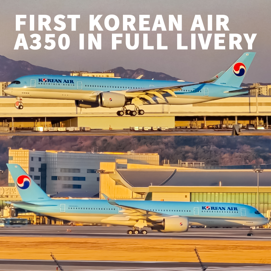 The first Airbus A350-900 for Korean Air has been painted in the airline’s full livery.